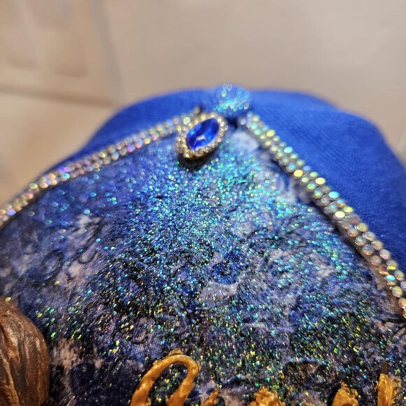 Handmade Baseball Hat - Adjustable - 100% Cotton - Blue and Pink - Sparkles! - Picture 9 of 13